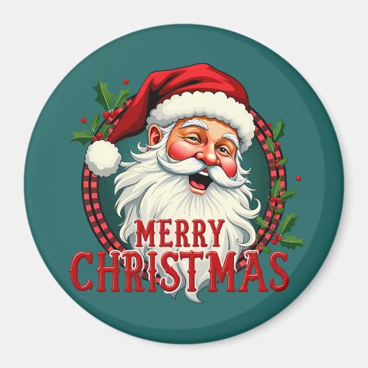  Kerstman Vrolijk Kerstillustratie Magneet (Voorkant)