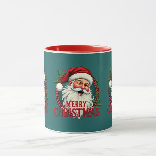  Kerstman Vrolijk Kerstillustratie Mok (Midden)