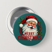  Kerstman Vrolijk Kerstillustratie Ronde Button 7,6 Cm (Voorkant /achterkant)