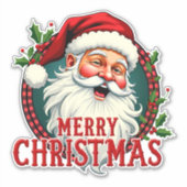  Kerstman Vrolijk Kerstillustratie Sticker (Voorkant)