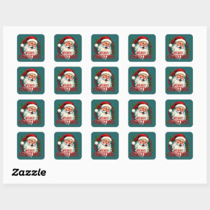 Kerstman Vrolijk Kerstillustratie Vierkante Sticker