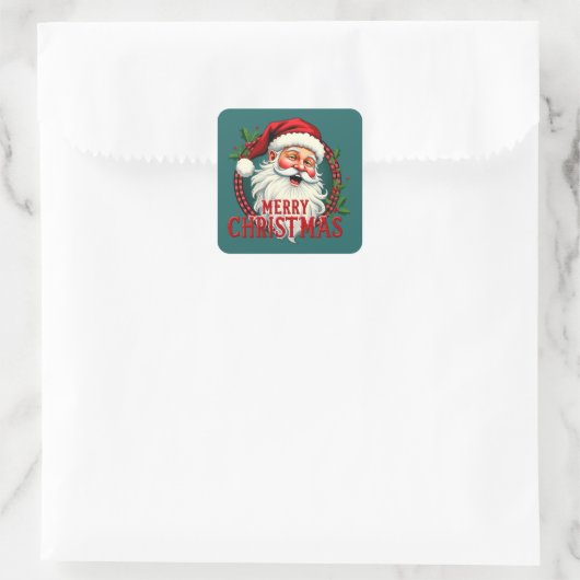  Kerstman Vrolijk Kerstillustratie Vierkante Sticker (Tas)