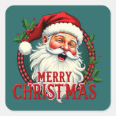 Kerstman Vrolijk Kerstillustratie Vierkante Sticker (Voorkant)