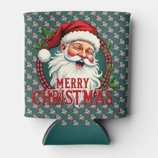  Kerstman Vrolijk Kerstillustratiepatroon Blikjeskoeler (Voorkant)