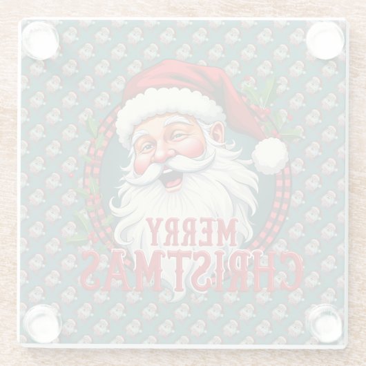  Kerstman Vrolijk Kerstillustratiepatroon Glazen Onderzetter (Achterkant)
