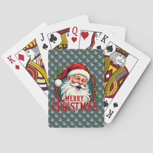 Kerstman Vrolijk Kerstillustratiepatroon Pokerkaarten (Achterkant)