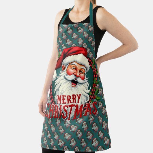  Kerstman Vrolijk Kerstillustratiepatroon Schort (Insitu)