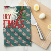  Kerstman Vrolijk Kerstillustratiepatroon Theedoek (Quarter Fold)