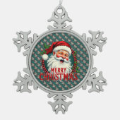  Kerstman Vrolijk Kerstillustratiepatroon Tin Sneeuwvlok Ornament (Voorkant)