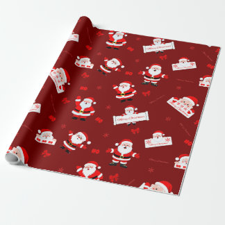 Kerstman Vrolijk Kerstmis Rood Inpakpapier
