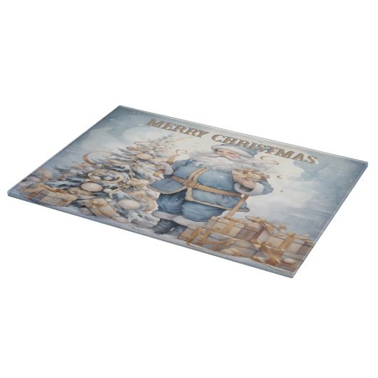  kerstman vrolijk kerstmonogram | snijplank (Hoek)