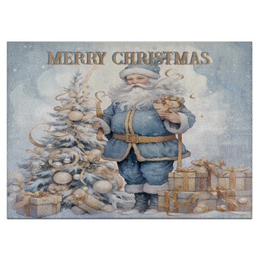  kerstman vrolijk kerstmonogram | snijplank (Voorkant)