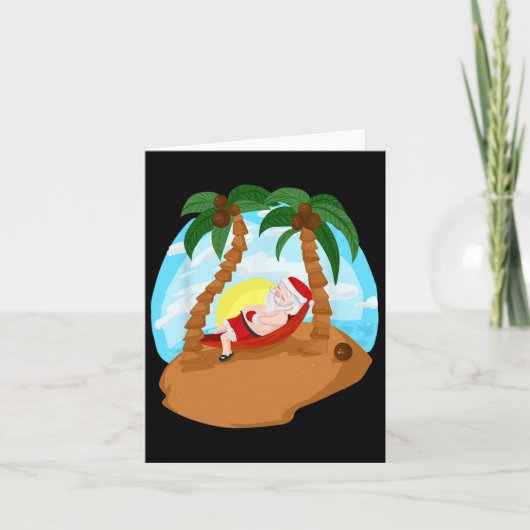 Kerstman Vrolijk Kerststranden Palm Tree Trip Kaart (Voorkant)