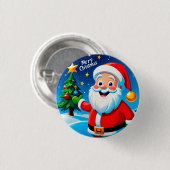 Kerstman vrolijke groet ronde button 3,2 cm (Voorkant /achterkant)