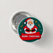 Kerstman vrolijke groet ronde button 3,2 cm (Voorkant /achterkant)
