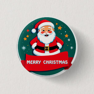 Kerstman vrolijke groet ronde button 3,2 cm