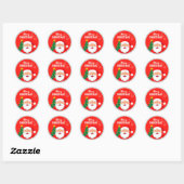 Kerstman vrolijke groet ronde sticker (Vel)