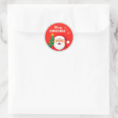 Kerstman vrolijke groet ronde sticker (Tas)
