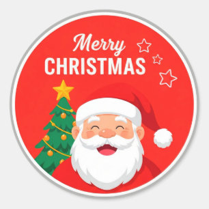 Kerstman vrolijke groet ronde sticker