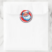 Kerstman vrolijke groet ronde sticker (Tas)