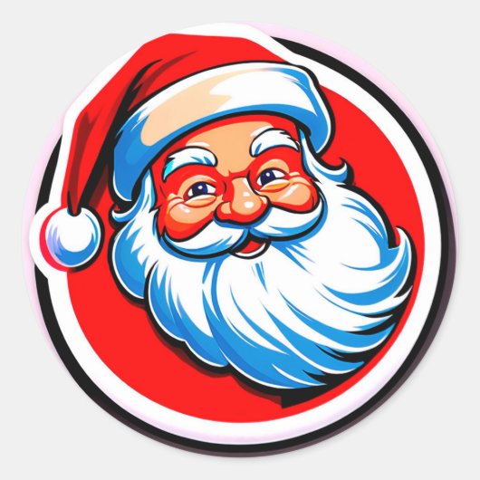 Kerstman vrolijke groet ronde sticker (Voorkant)