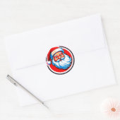 Kerstman vrolijke groet ronde sticker (Envelop)