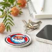 Kerstman vrolijke groet sleutelhanger (Zijkant)