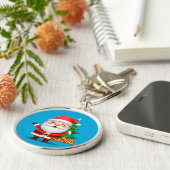 Kerstman vrolijke groet sleutelhanger (Zijkant)