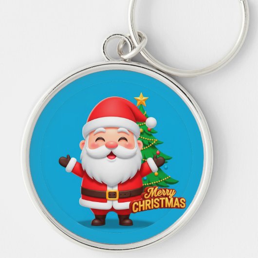 Kerstman vrolijke groet sleutelhanger (Voorkant)