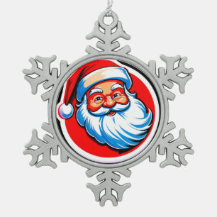 Kerstman vrolijke groet tin sneeuwvlok ornament