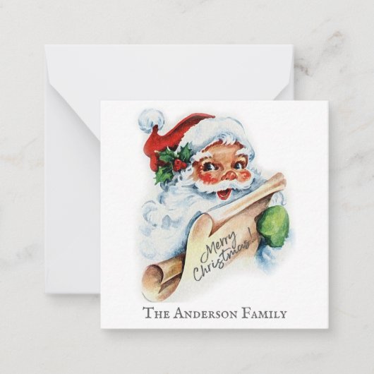Kerstman, vrolijke kerst met naam notitiekaartje (Voorkant)