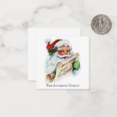 Kerstman,  vrolijke kerst met naam notitiekaartje (Voorkant / Achterkant in situ)