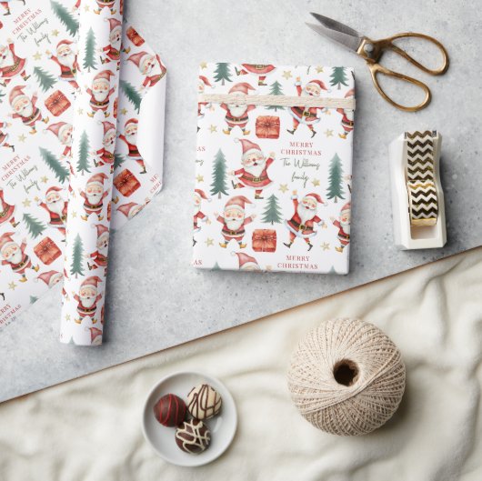 Kerstman vrolijke kerstnaam cadeaupapier (Crafts)