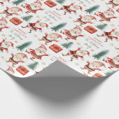 Kerstman vrolijke kerstnaam cadeaupapier (Hoek)