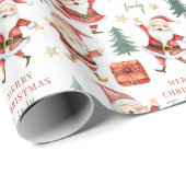 Kerstman vrolijke kerstnaam cadeaupapier (Rol Hoek)