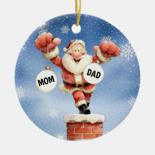 Kerstman vrolijke schoorsteendans keramische ornam keramisch ornament