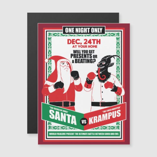 Kerstman vs. Krampus Boxing Match Goed vs. Kwaad (Voorkant / Achterkant)