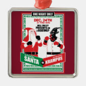 Kerstman vs. Krampus Boxing Match Goed vs. Kwaad Metalen Ornament (Voorkant)