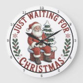 Kerstman wacht op kerst grote klok (Voorkant)