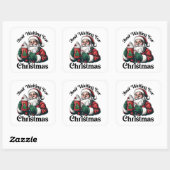Kerstman wacht op Kerstmis wit Vierkante Sticker (Vel)