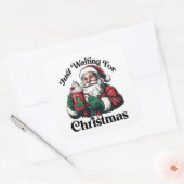 Kerstman wacht op Kerstmis wit Vierkante Sticker (Envelop)
