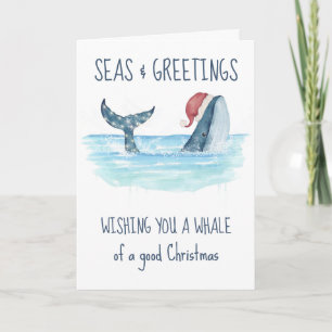 Kerstman Walvis Zeeën & Groeten Nautisch Kerstfees Feestdagen Kaart