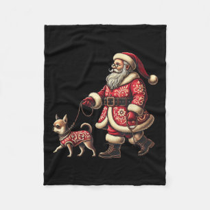 Kerstman Wandelende Chihuahua Kerstmis Hond Liefhe Fleece Deken