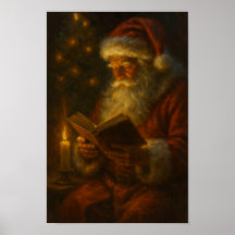 Kerstman Warm Kaarslicht Poster Papier