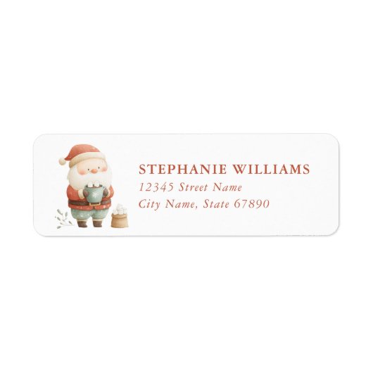 Kerstman warme cacaoreturn address labels (Voorkant)