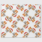 Kerstman Wasbeer Kerstmis Cadeaupapier (Vlak)