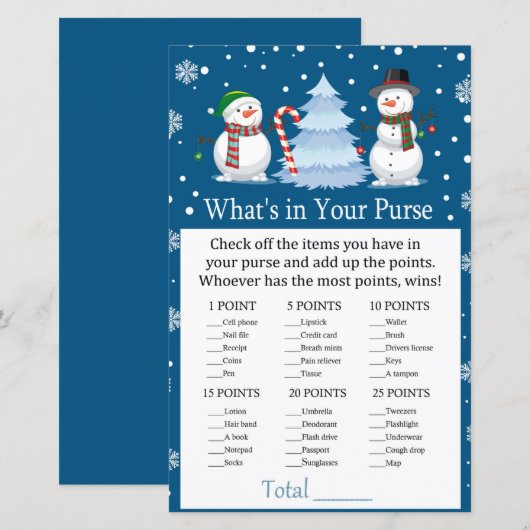 Kerstman Wat zit er in je handtas? (Voorkant / Achterkant)