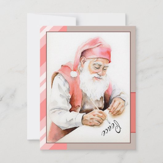 Kerstman Watercolor Plat Kerstkaart (Voorkant)