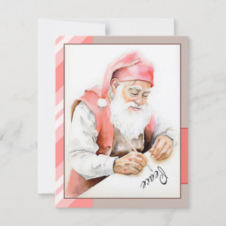 Kerstman Watercolor Plat Kerstkaart