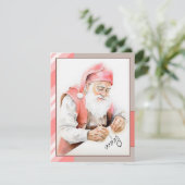 Kerstman Watercolor Platte Feestdag Kaart (Staand voorkant)